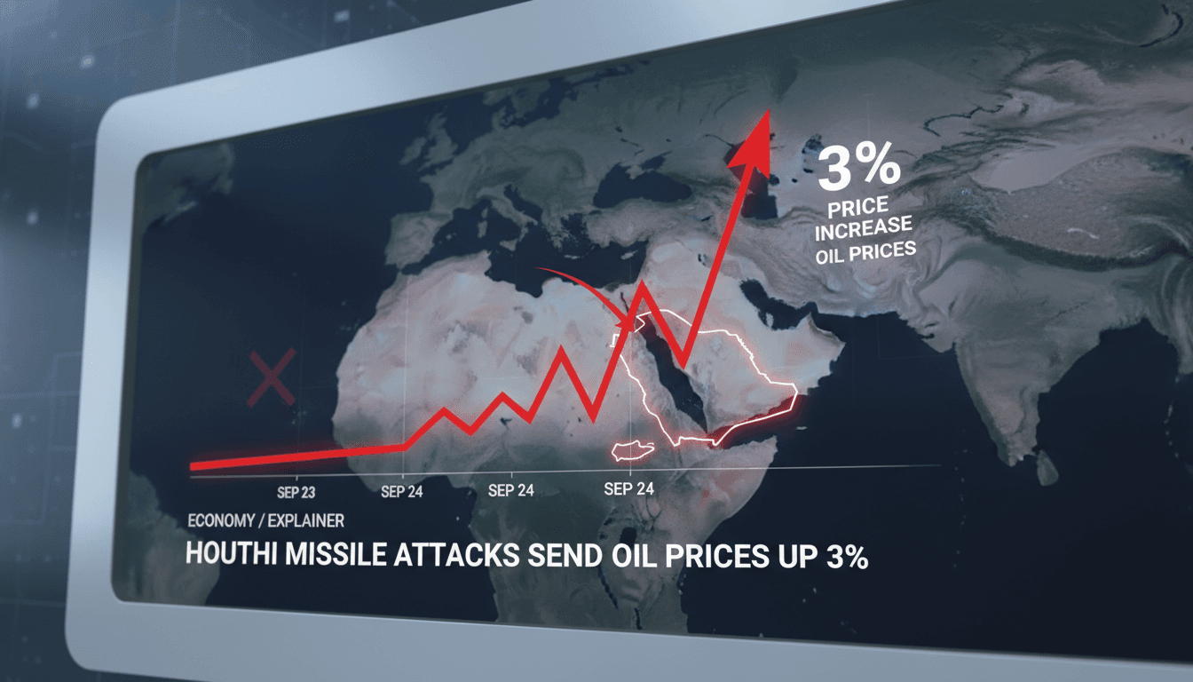 A chart showing the increase in oil prices following Houthi missile strikes on Saudi Arabia.