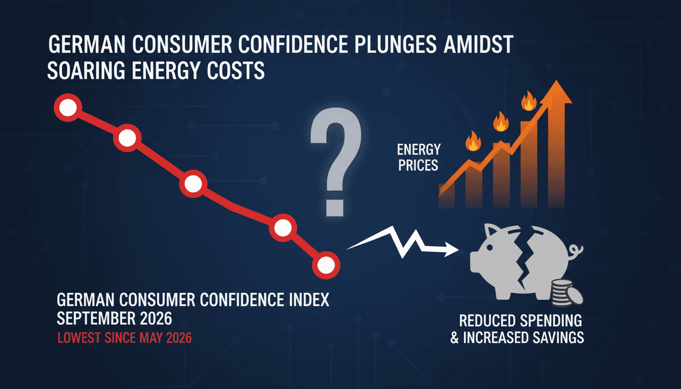 A graph showing the decline of the German consumer confidence index alongside rising energy prices.