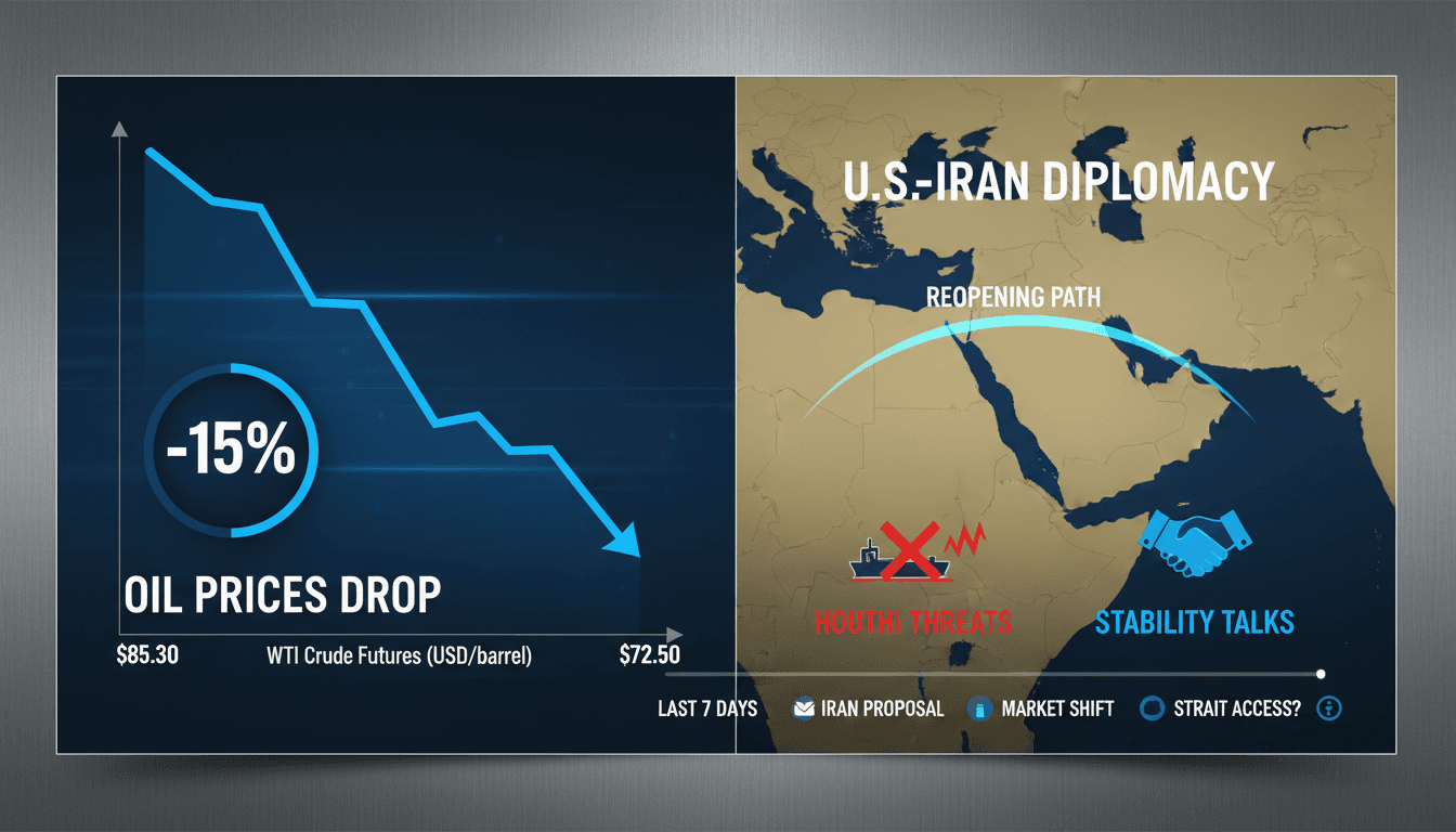 A graph depicting the decline in oil prices influenced by U.S.-Iran diplomatic efforts and regional tensions.