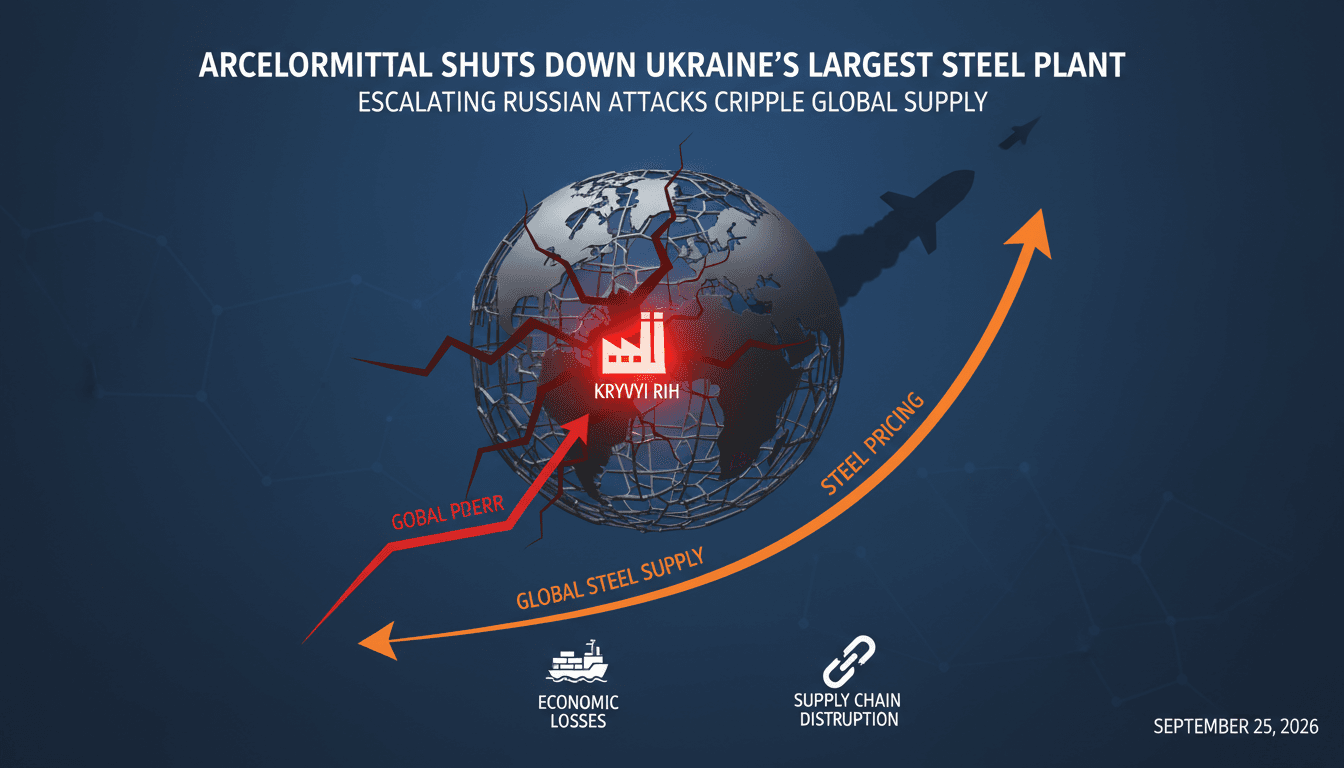 A visual representation of the impact of ArcelorMittal's shutdown on the global steel market and economy.
