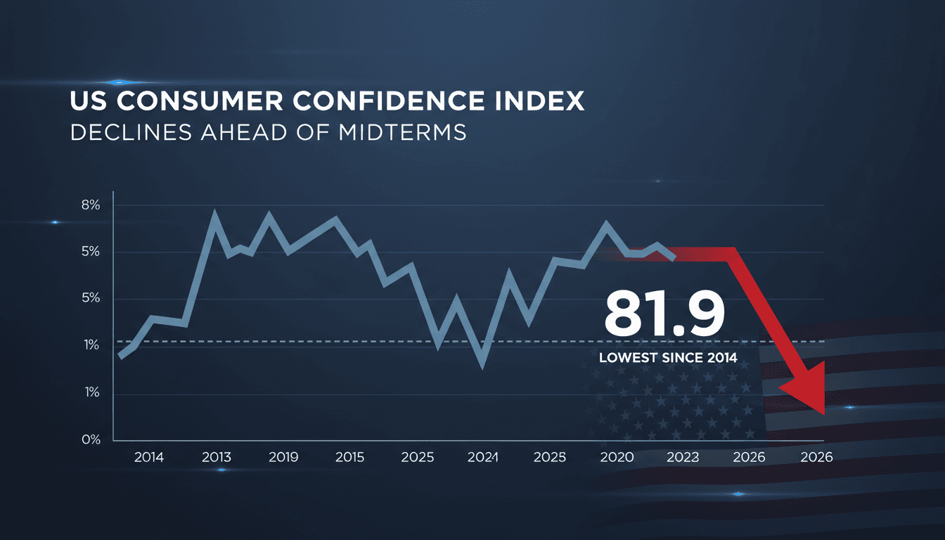 A graph showing the decline of the US Consumer Confidence Index to 81.9, its lowest level since 2014.
