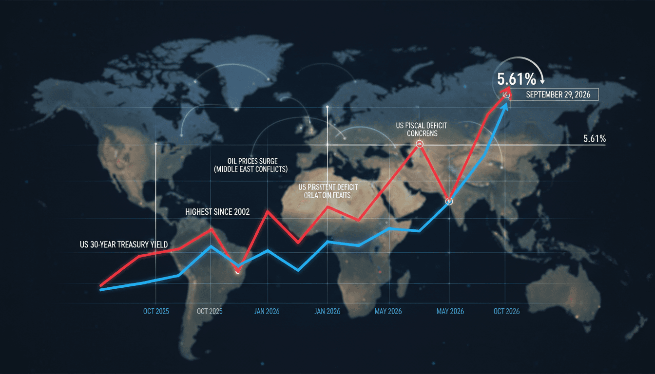 A chart showing the rise of the US 30-year Treasury yield, highlighting its impact on global markets.