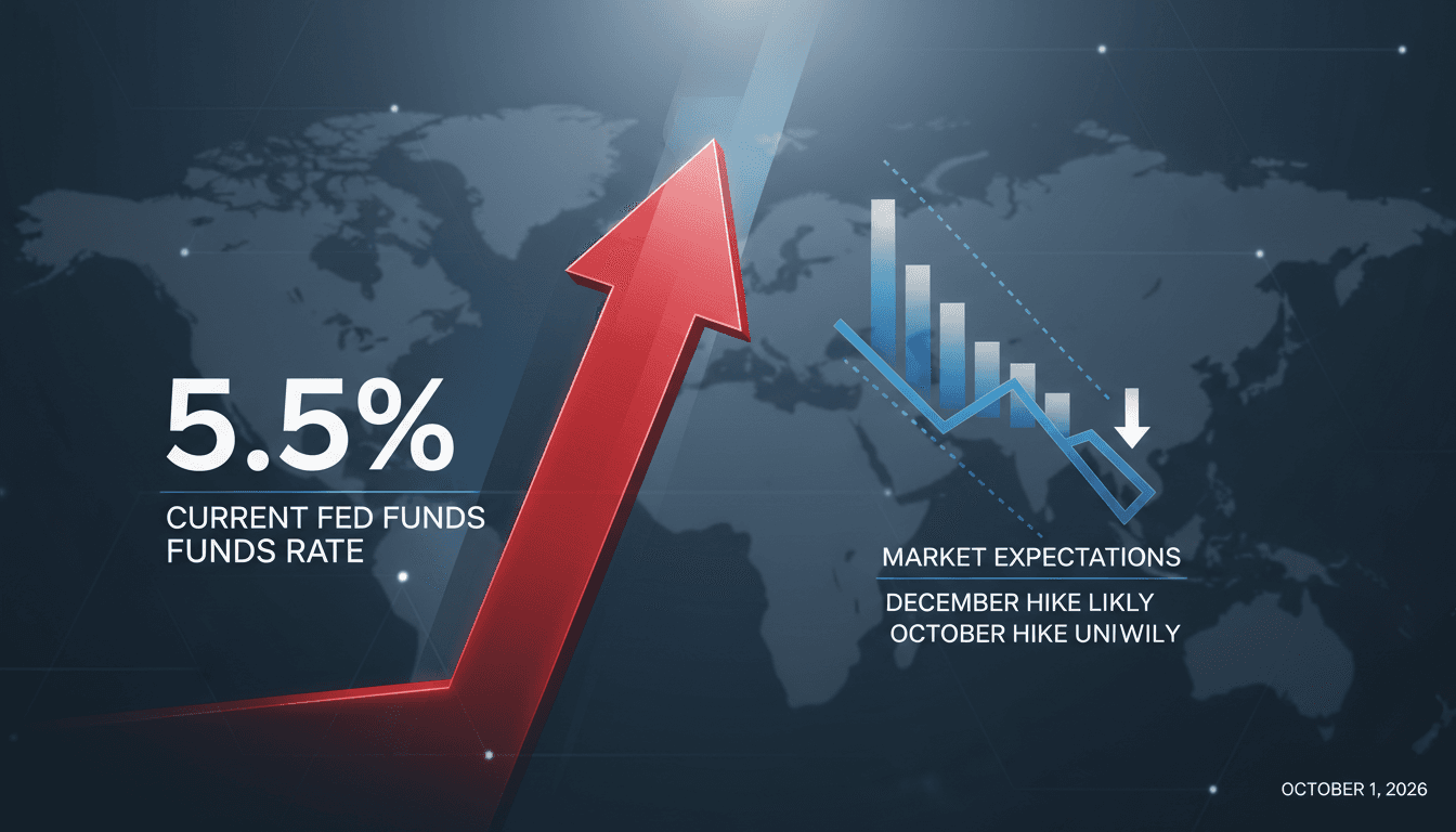 A visual representation of the Federal Reserve's current interest rate and market expectations for future hikes.