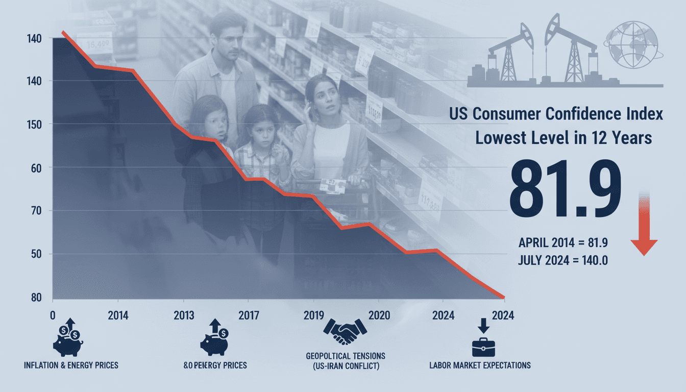 US Consumer Confidence Index Drops to Lowest Level in 12 Years Amid Inflation and Geopolitical Tensions