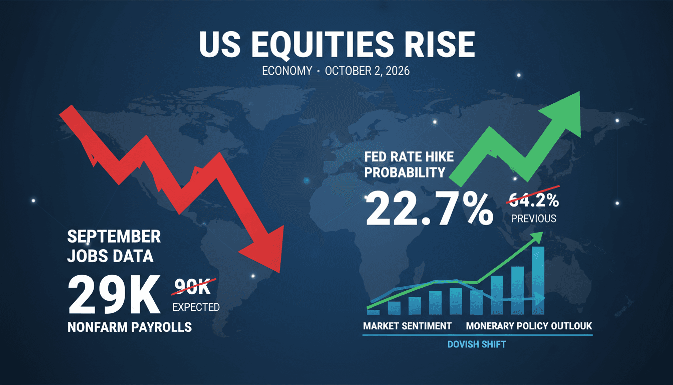 A graph illustrating the rise of US equities following the September jobs report and its impact on Federal Reserve rate hike expectations.