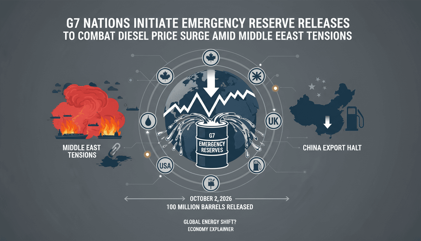G7 nations initiate emergency reserve releases to combat diesel price surge amid Middle East tensions