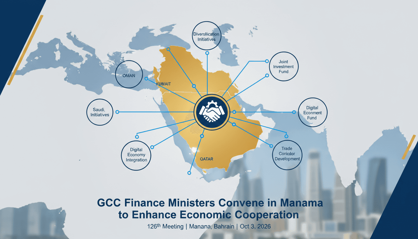 Infographic of GCC Finance Ministers meeting outcomes and economic initiatives discussed.