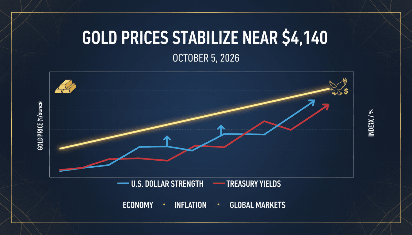 A chart depicting gold price trends alongside U.S. dollar strength and Treasury yields.