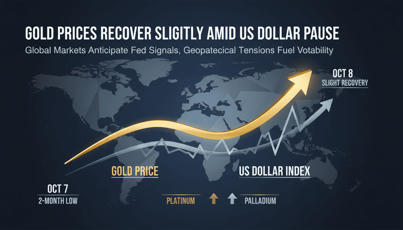 A chart illustrating the recent recovery in gold prices and other precious metals following geopolitical tensions and dollar movements.