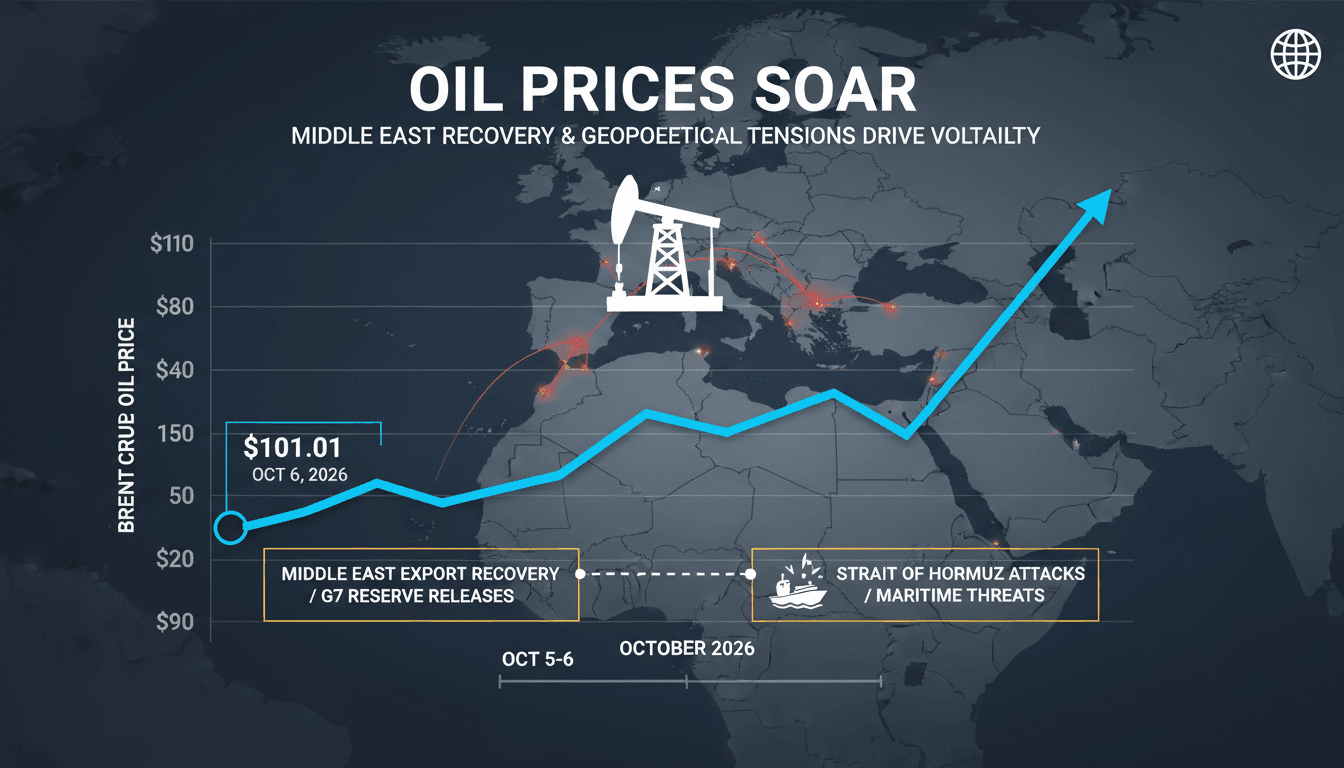 A graph illustrating the rise in oil prices alongside geopolitical events in the Middle East.