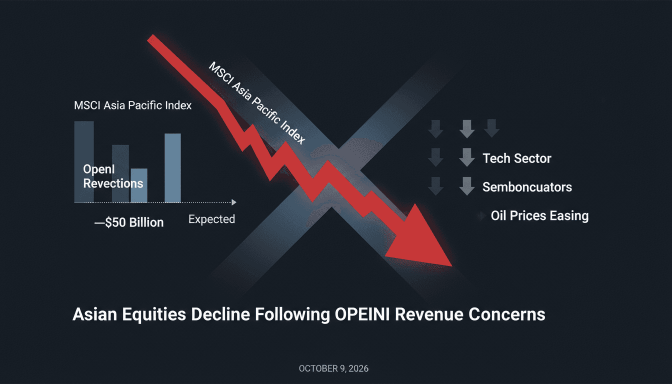 A visual representation of Asian stock market declines and OpenAI revenue projections.