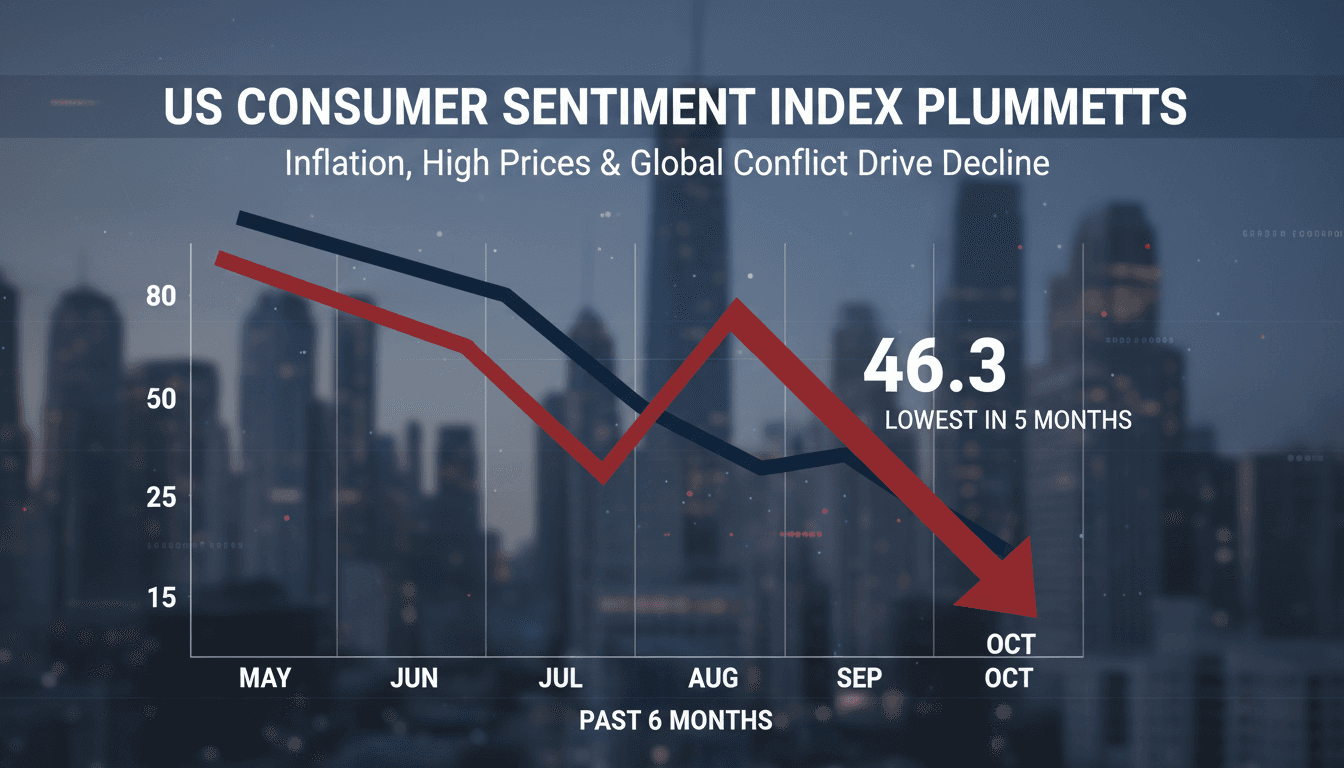 A graph showing the decline of the US Consumer Sentiment Index to 46.3 in October 2026.