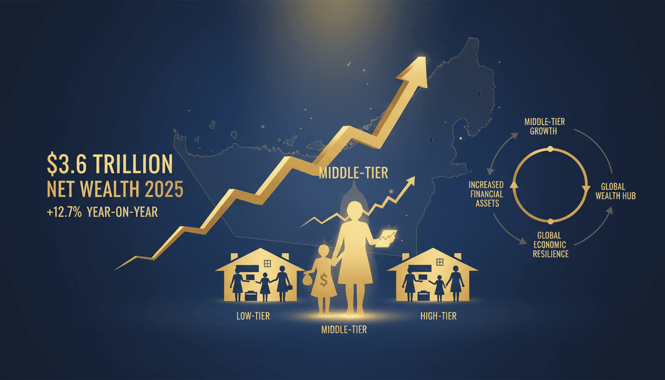 Infographic showing the rise of UAE's net wealth and middle-tier households' influence.