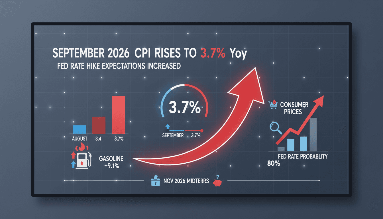 Infographic illustrating the rise in CPI to 3.7% and its implications for the economy and Federal Reserve actions.