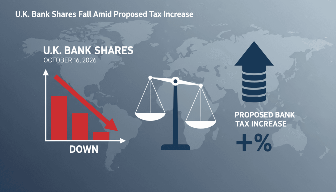 A graphic illustrating the decline in U.K. bank shares due to proposed tax increases.