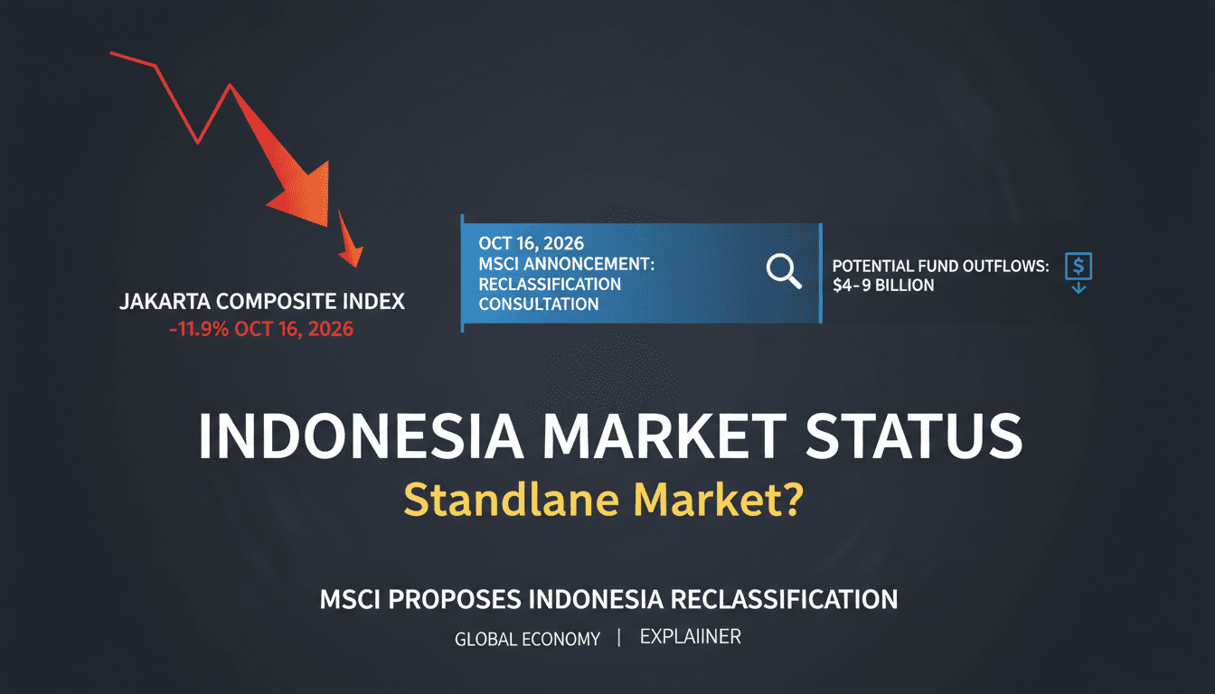 A graph showing the decline of the Jakarta Composite Index following MSCI's reclassification proposal.