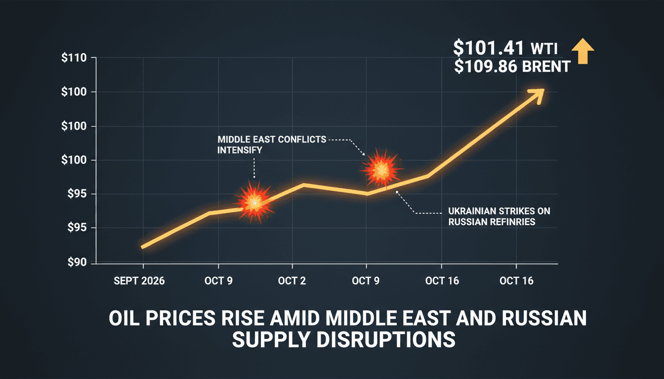 A graph showing the rise in oil prices alongside geopolitical events affecting supply.