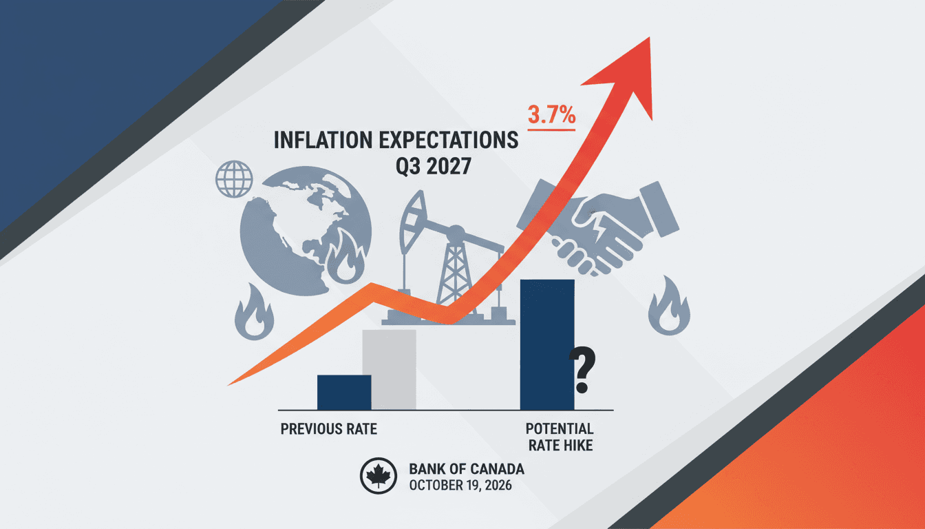 Infographic illustrating the rise in inflation expectations and potential interest rate changes by the Bank of Canada.