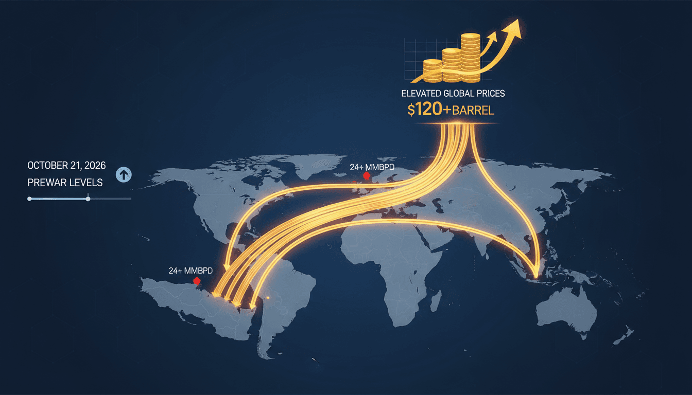 Infographic showing the surge in Persian Gulf oil exports and its impact on global crude prices.