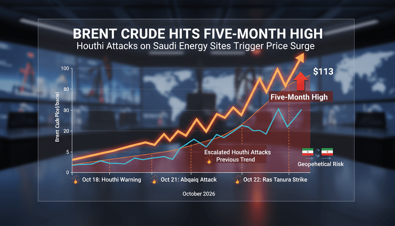A graph showing the rise in Brent crude oil prices alongside geopolitical events in the Middle East.