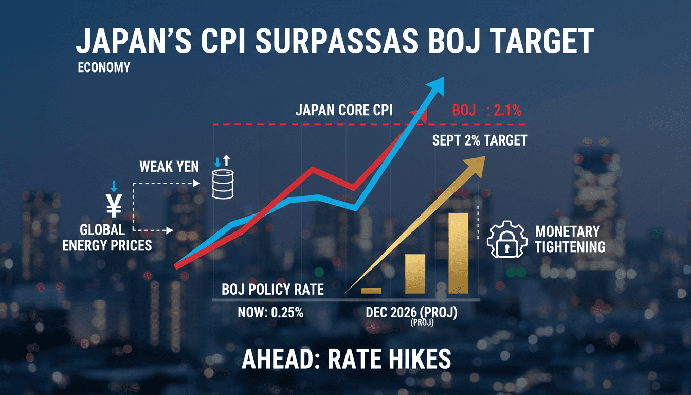 Japan's Core CPI Surpasses BOJ Target for First Time in Nine Months