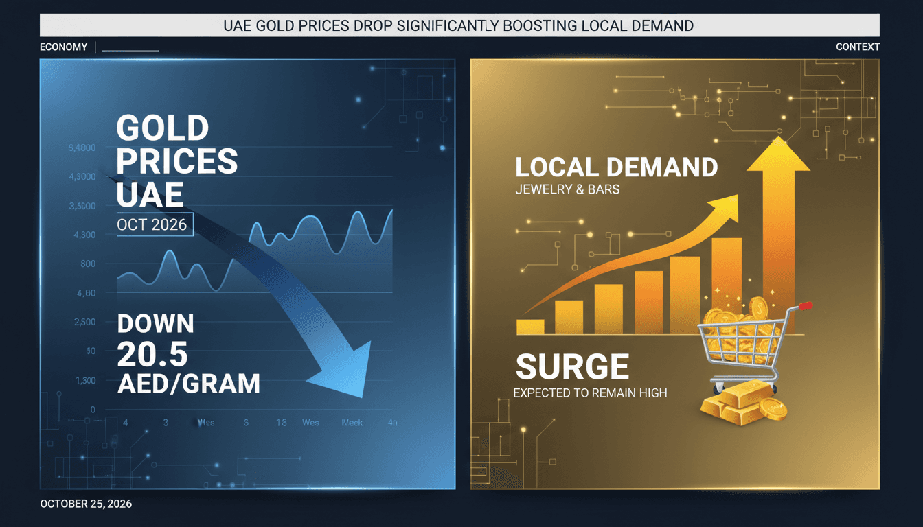 A visual representation of the decline in UAE gold prices and increased local demand for gold items.