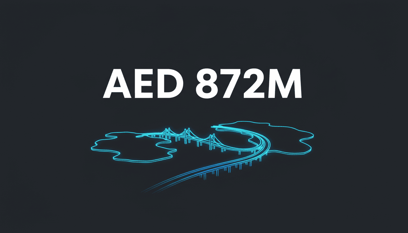 Architectural rendering of the AED 872 million bridge network connecting Ramhan Island to Abu Dhabi E12 highway