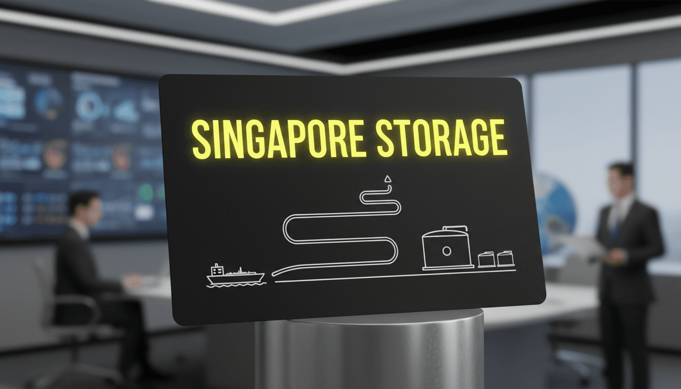 Minimalist map graphic highlighting crude oil transit routes between Saudi Arabia and Singapore storage facilities