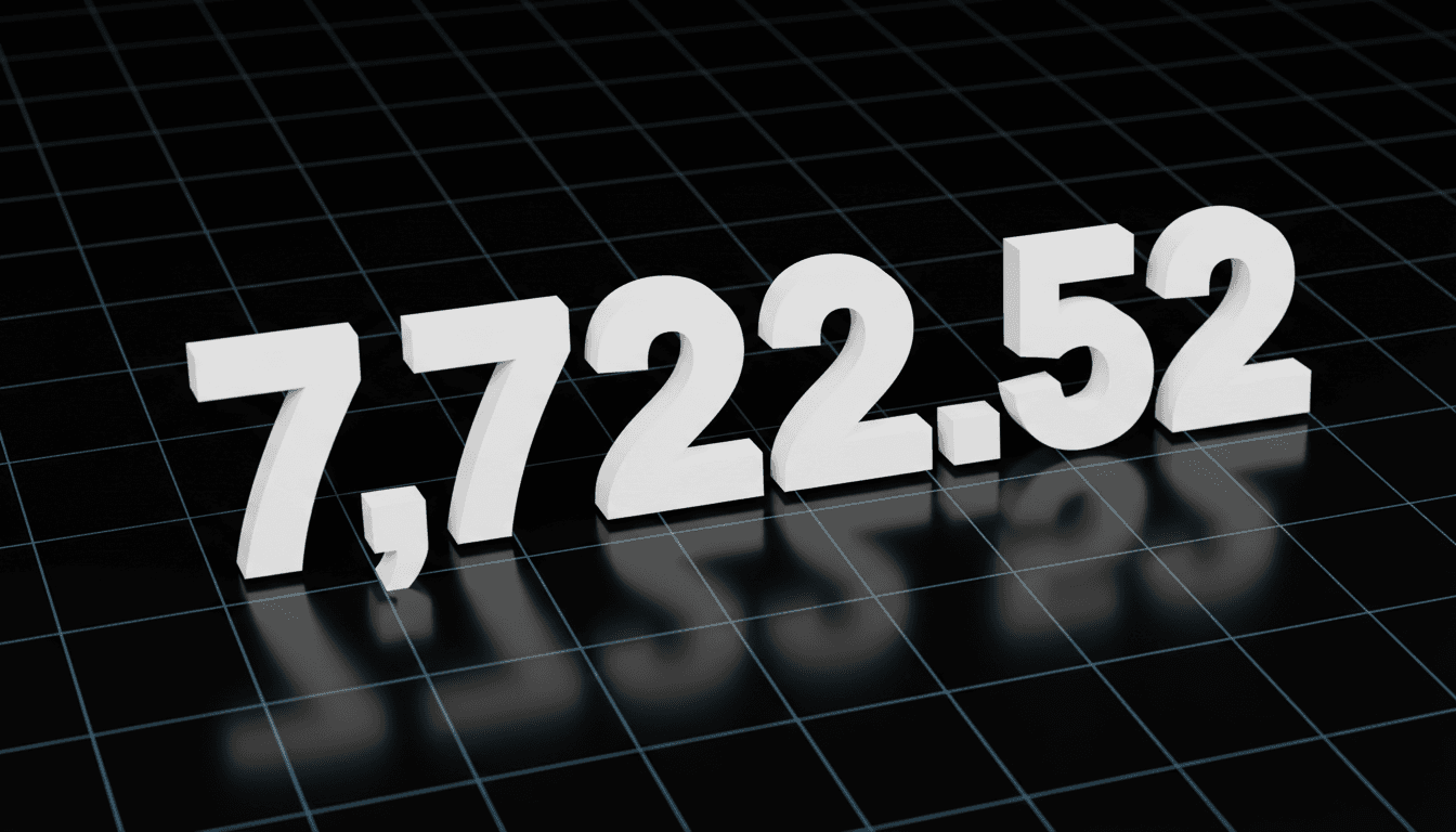 Minimalist dark digital board displaying S&P 500 index gains driven by AI momentum