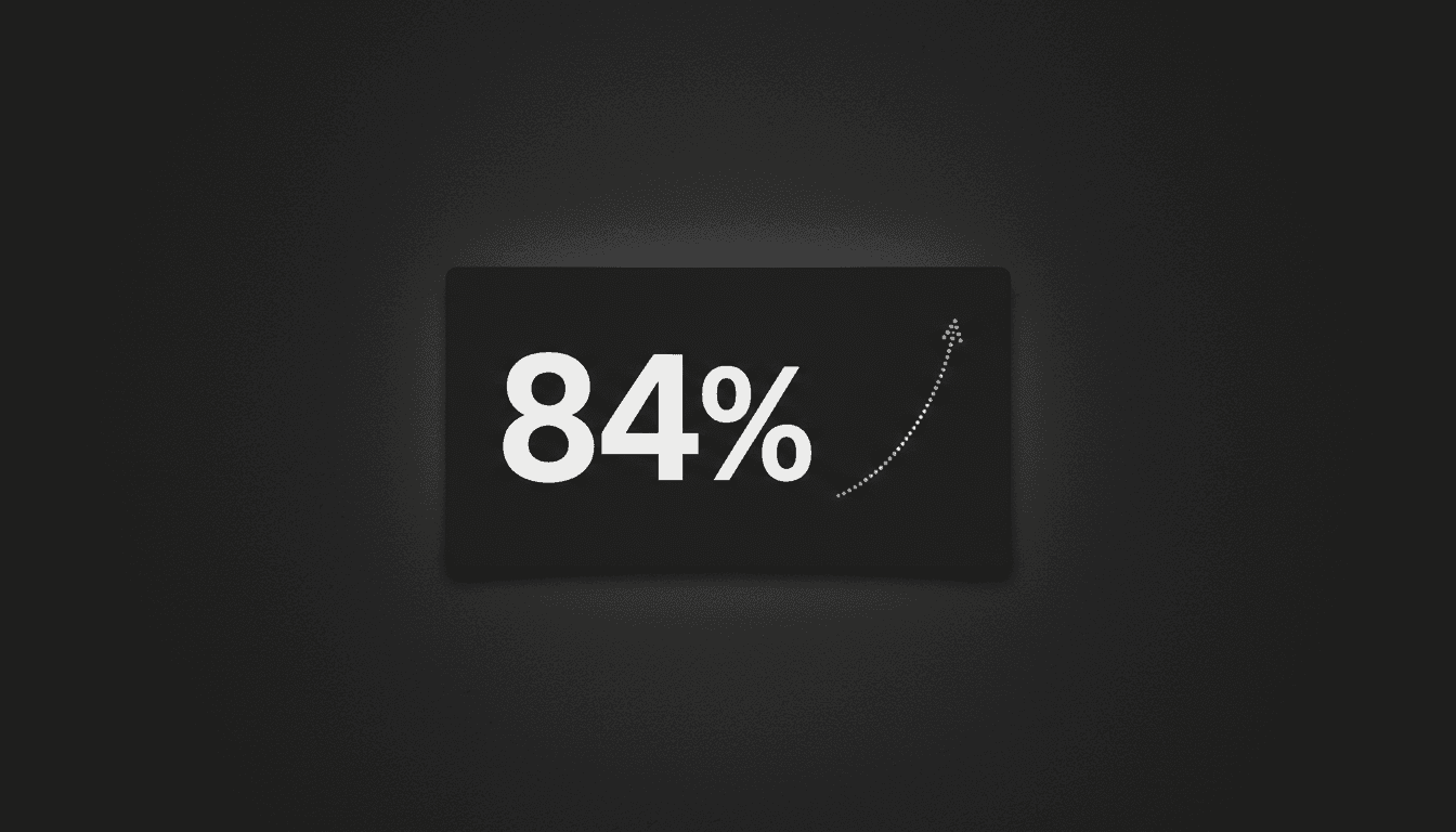 Minimalist graphic showing 84 percent text representing federal reserve rate hike odds against a dark background