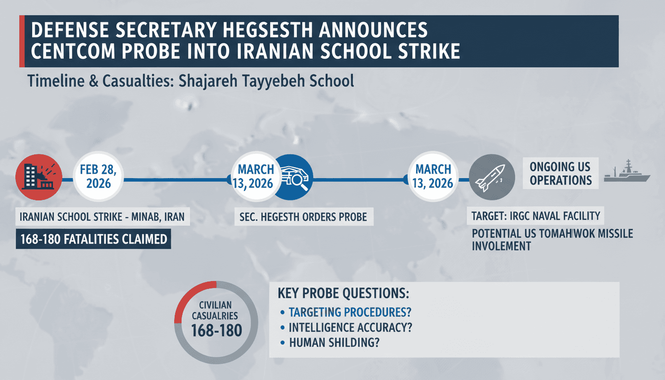 Defense Secretary Hegseth Announces CENTCOM Probe into Iranian School Strike