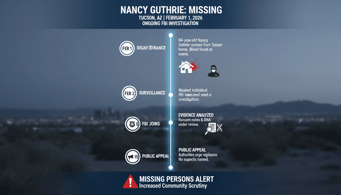 Nancy Guthrie Presumed Abducted in Tucson with Ongoing FBI Investigation