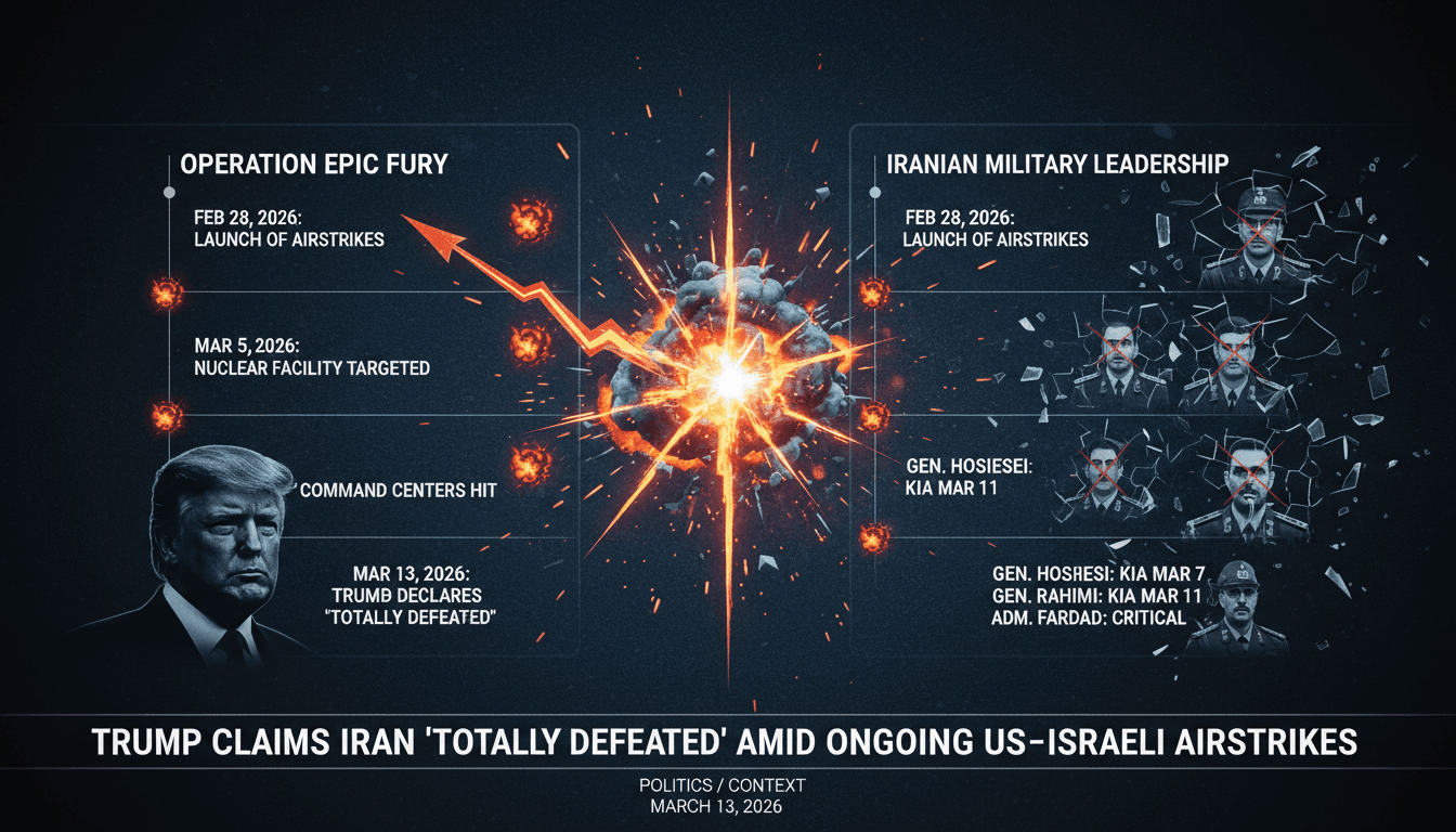 Trump Claims Iran 'Totally Defeated' Amid Ongoing US-Israel Airstrikes