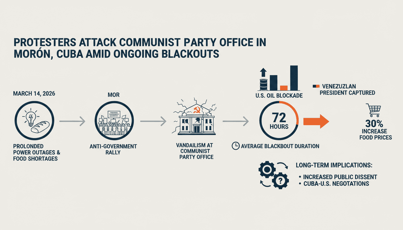 Protesters Attack Communist Party Office in Morón, Cuba Amid Ongoing Blackouts