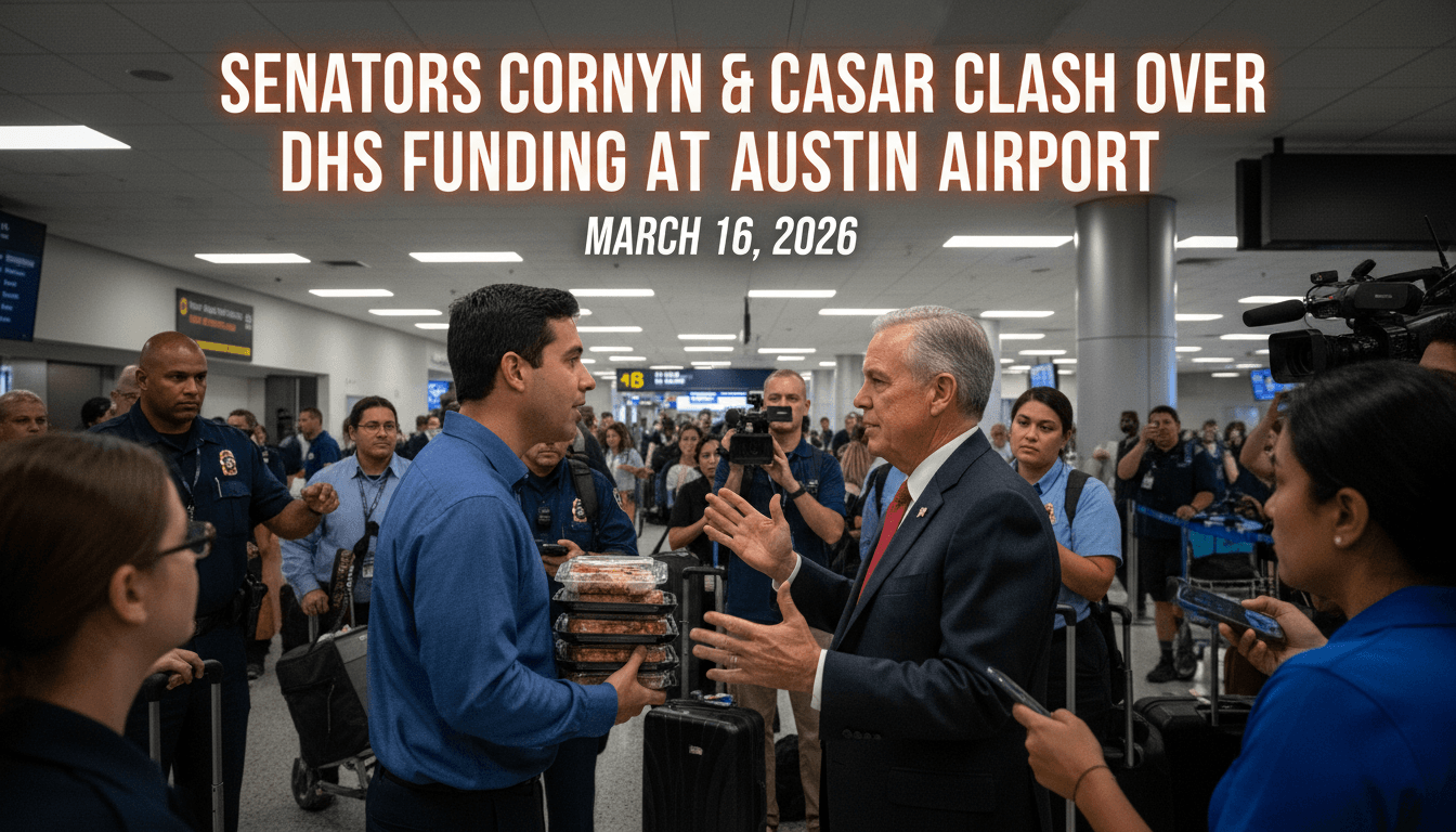 Senators Cornyn and Casar Clash Over DHS Funding at Austin Airport