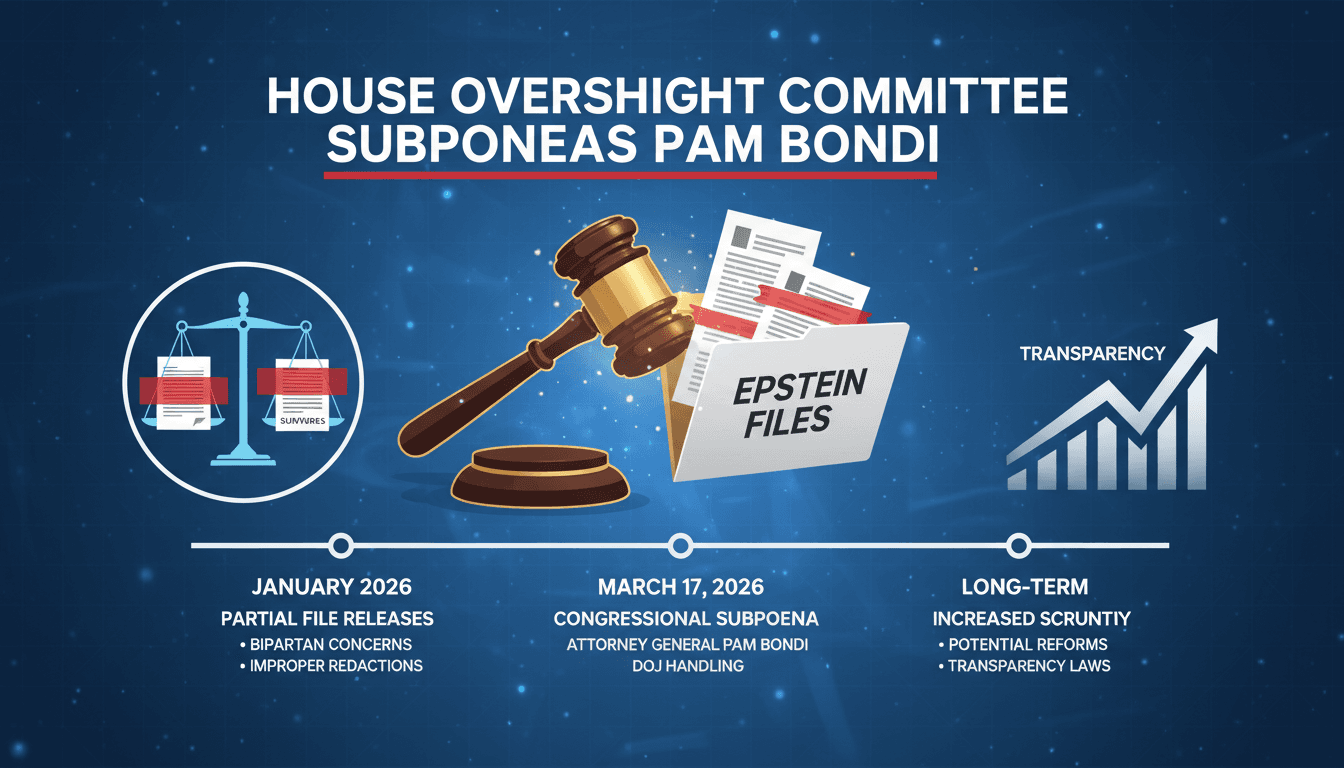 House Oversight Committee Subpoenas Attorney General Pam Bondi Over Epstein Files Management