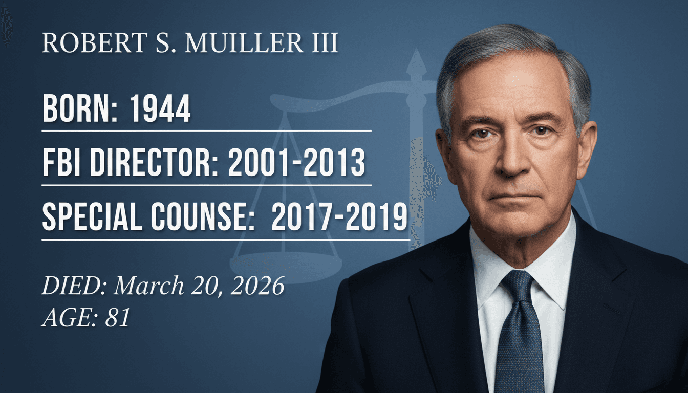 Robert S. Mueller III, Former FBI Director and Special Counsel, Dies at 81
