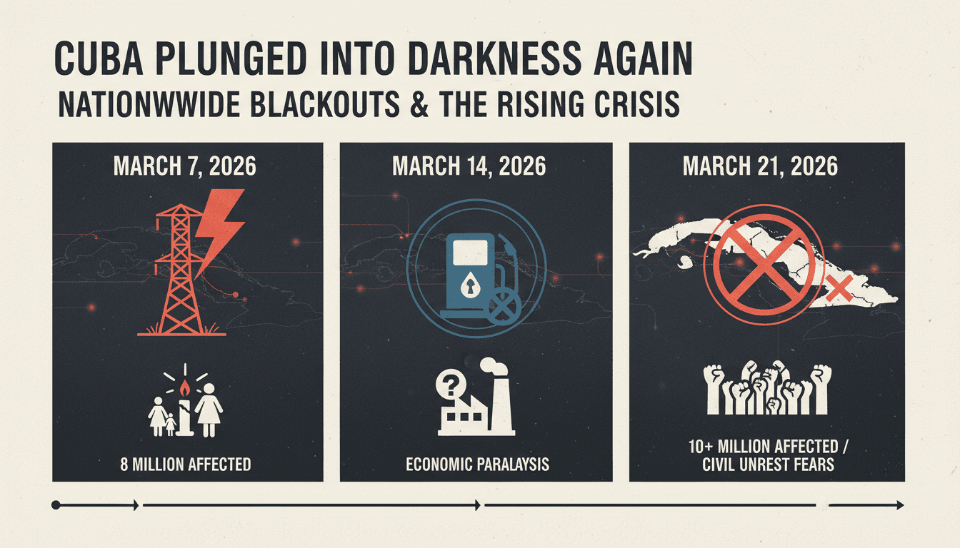 Cuba Faces Second Nationwide Blackout in a Week Affecting Over 10 Million Residents