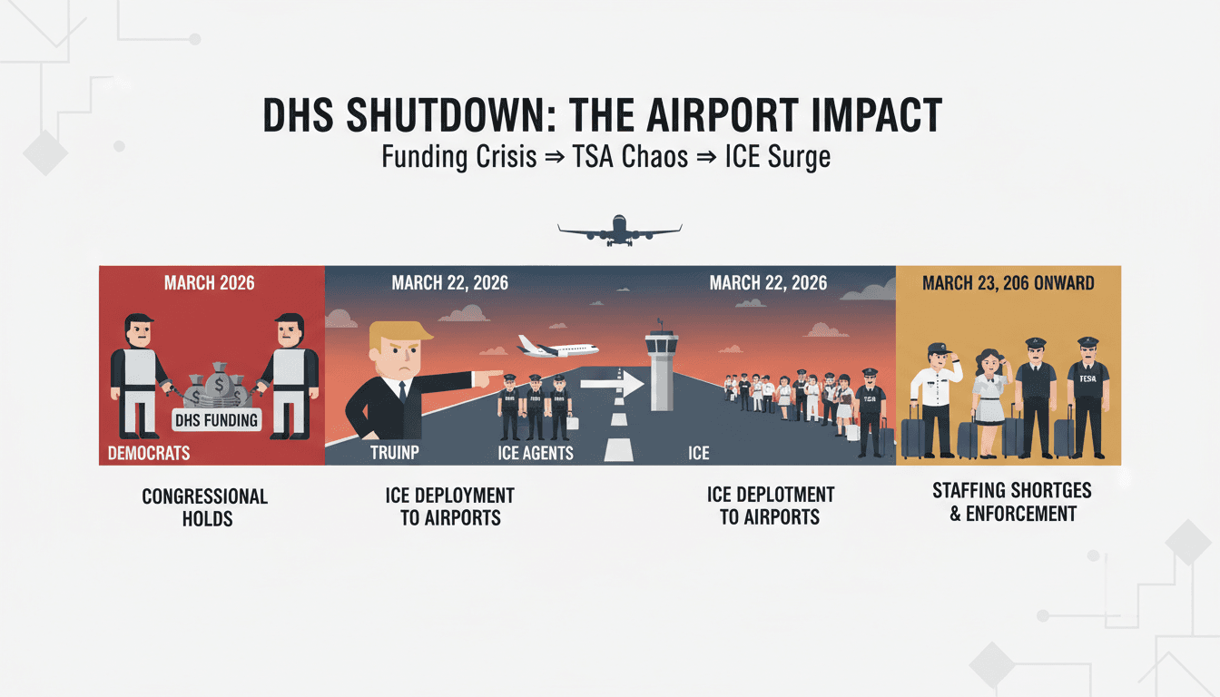 Trump Orders ICE Agents to U.S. Airports Amid DHS Funding Crisis