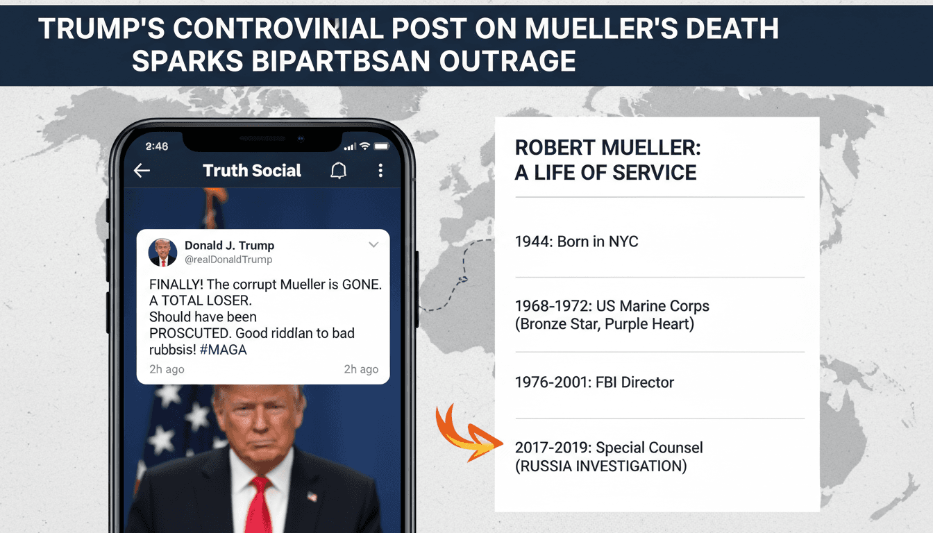 Trump's Controversial Post on Mueller's Death Sparks Bipartisan Outrage