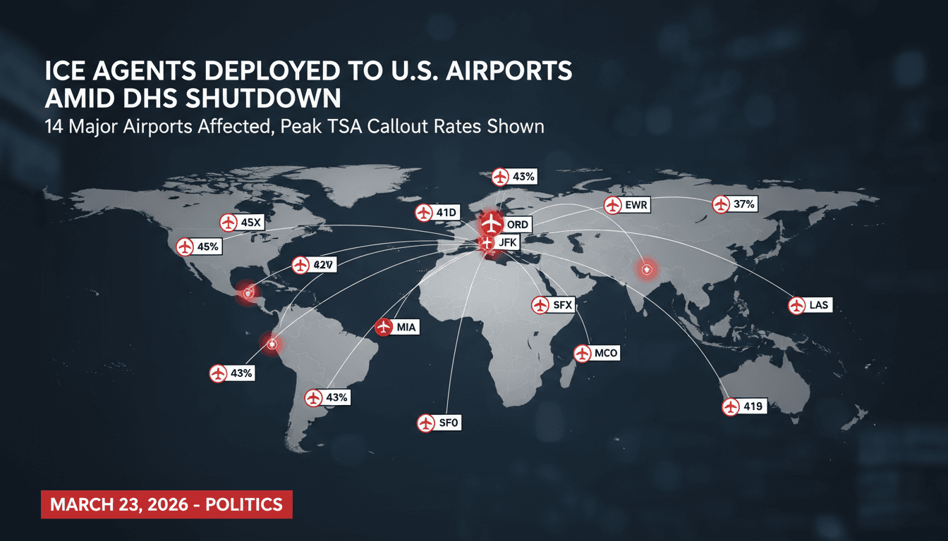 ICE Agents Deployed to U.S. Airports Amid Ongoing DHS Shutdown