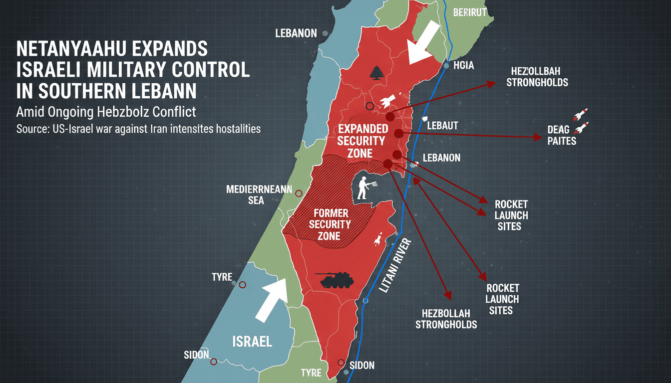Netanyahu Expands Israeli Military Control in Southern Lebanon Amid Ongoing Hezbollah Conflict