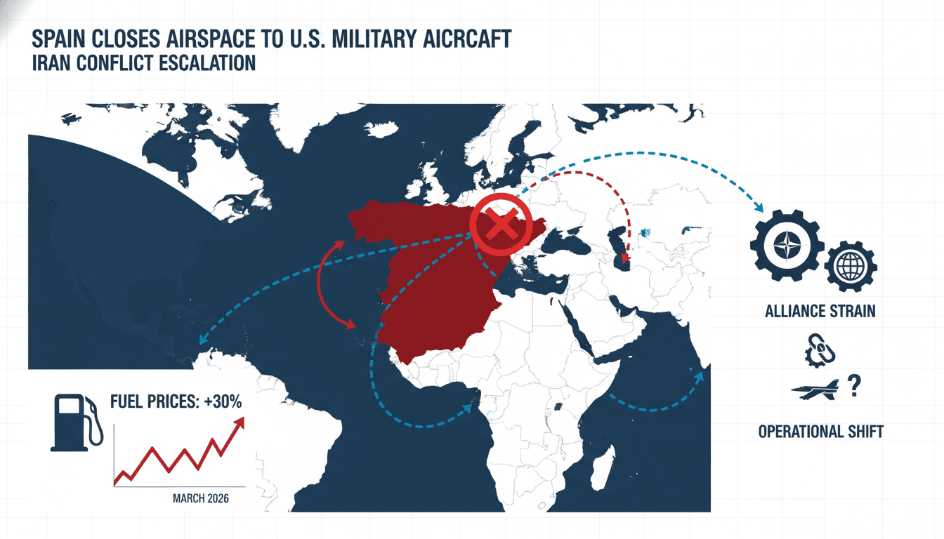 Spain Closes Airspace to U.S. Military Aircraft Amid Iran Conflict