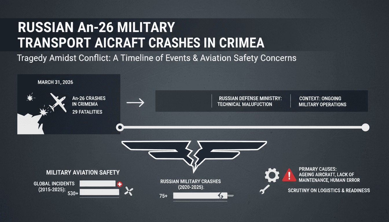 Russian An-26 military transport aircraft crashes in Crimea killing 29