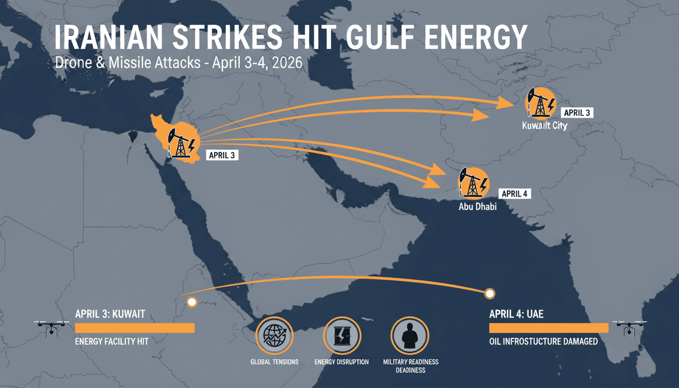 Iranian drone and missile strikes hit energy facilities in Kuwait and UAE
