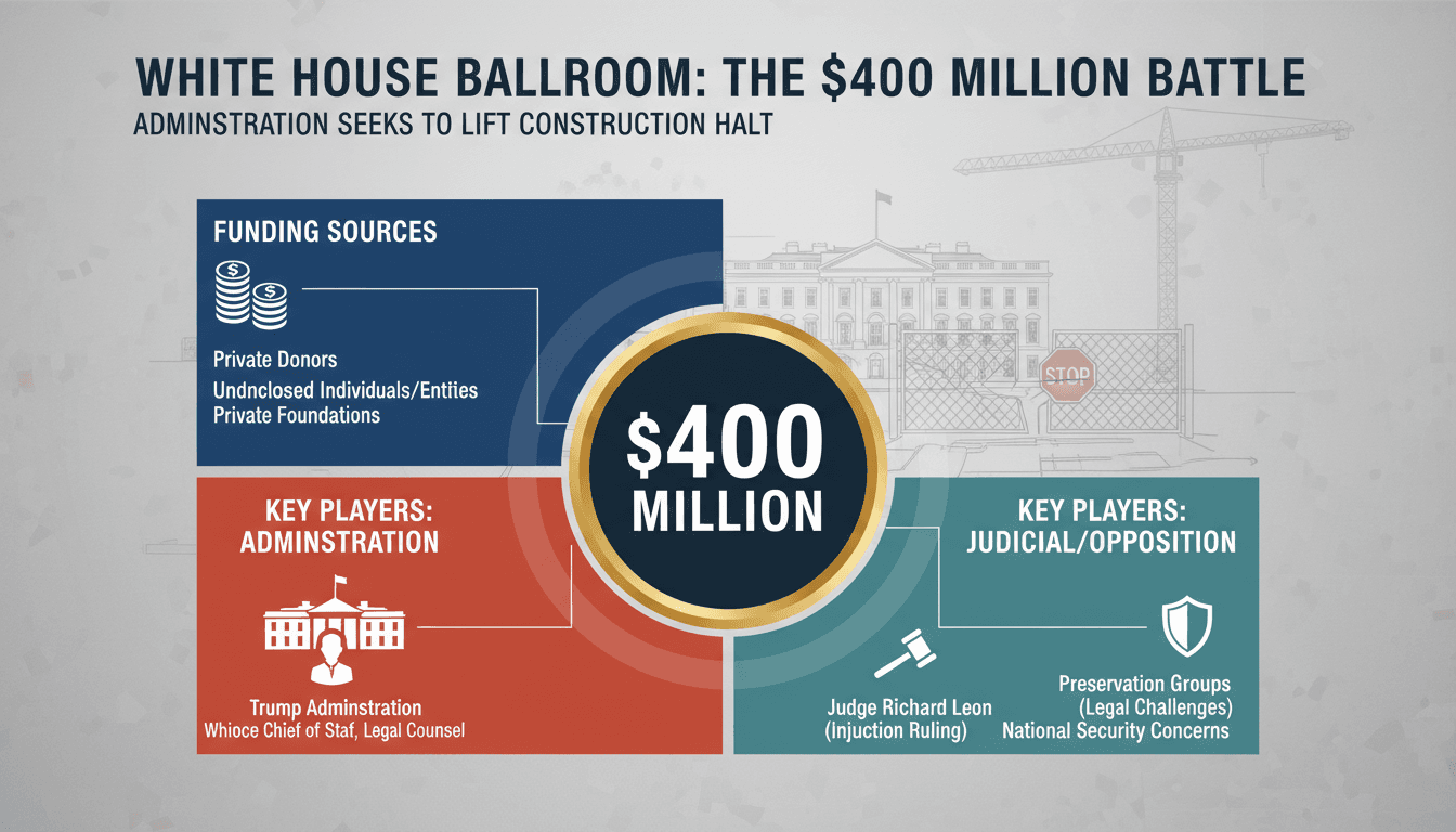 Trump Administration Seeks Stay on Injunction Halting White House Ballroom Construction