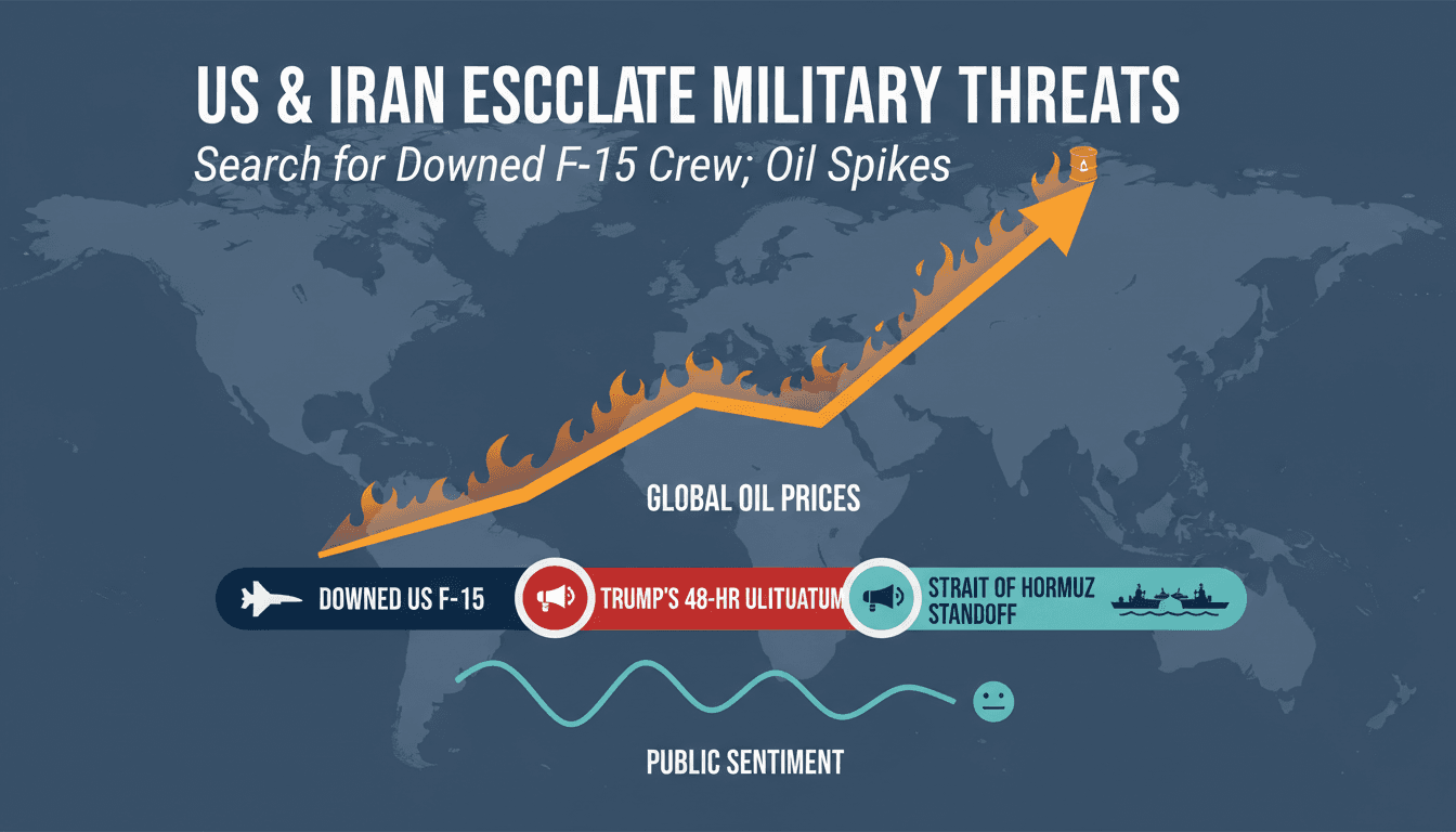 US and Iran escalate military threats amid search for downed F-15 crew member