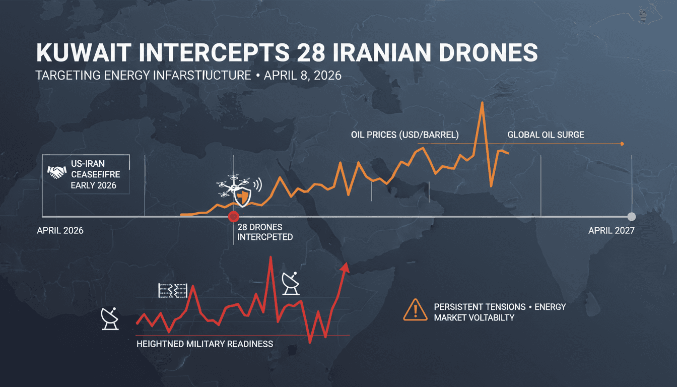 Kuwait Intercepts 28 Iranian Drones Targeting Energy Infrastructure