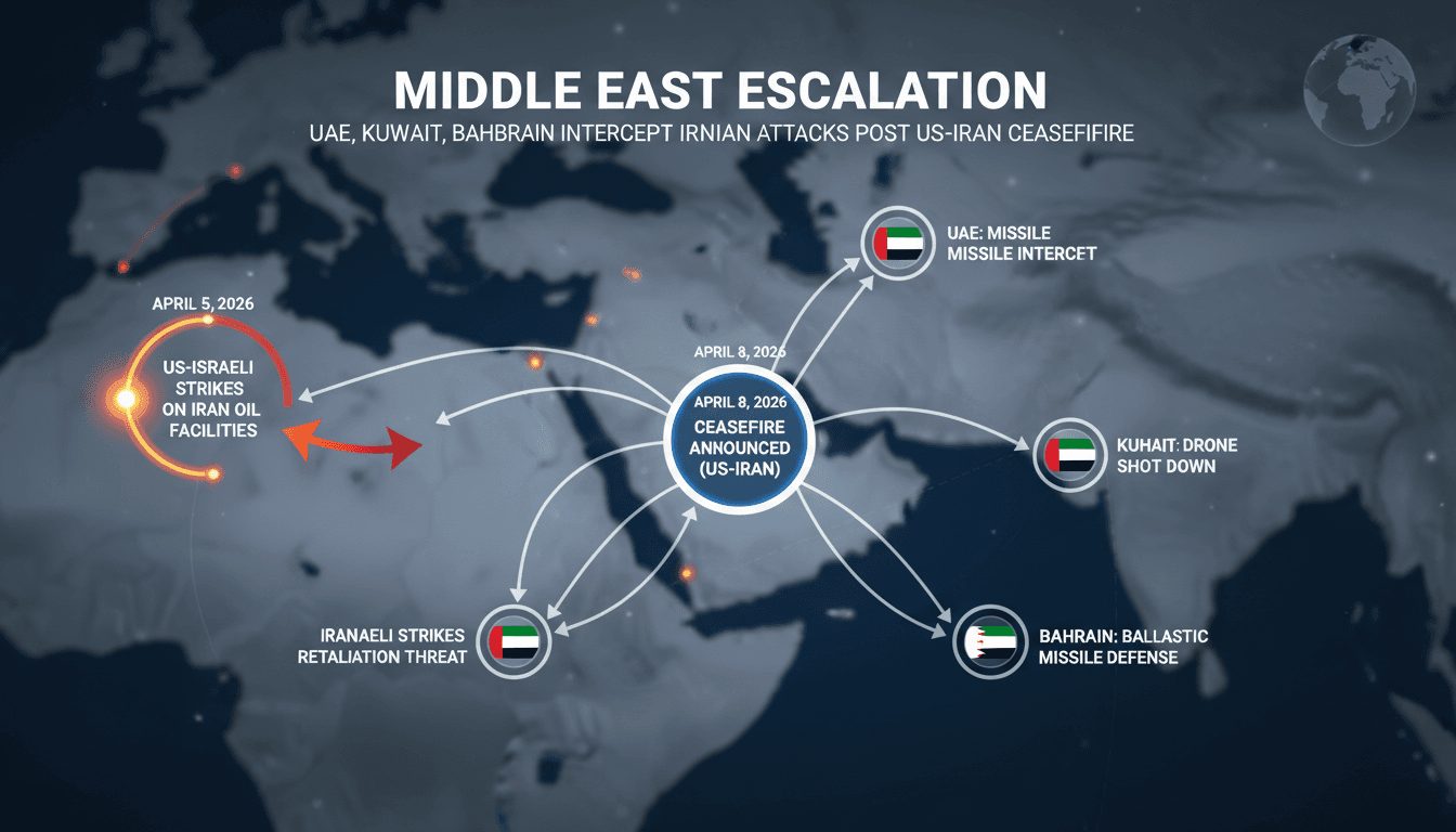UAE, Kuwait, and Bahrain Intercept Iranian Attacks Following US-Iran Ceasefire Announcement