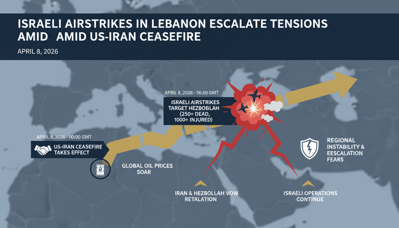 Israeli Airstrikes in Lebanon Escalate Tensions Amid US-Iran Ceasefire